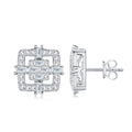 Riquadro Moissanite Halo Stud Earrings in Sterling Silver