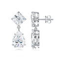 Duale Moissanite Drop Stud Earrings in Sterling Silver