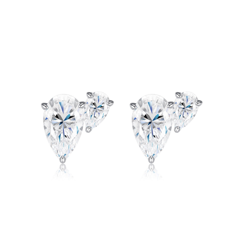 Gemello Moissanite Stud Earrings in Sterling Silver