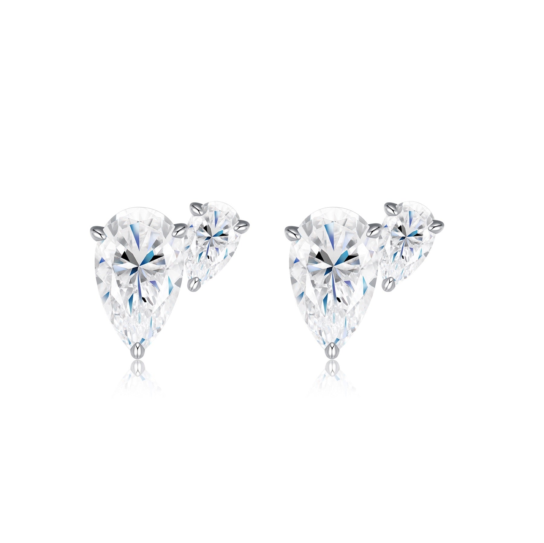 Gemello Moissanite Stud Earrings in Sterling Silver