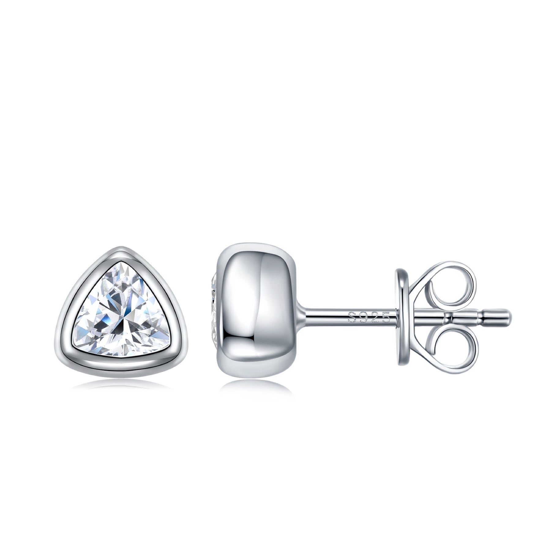 Triadi Moissanite Stud Earrings in Sterling Silver