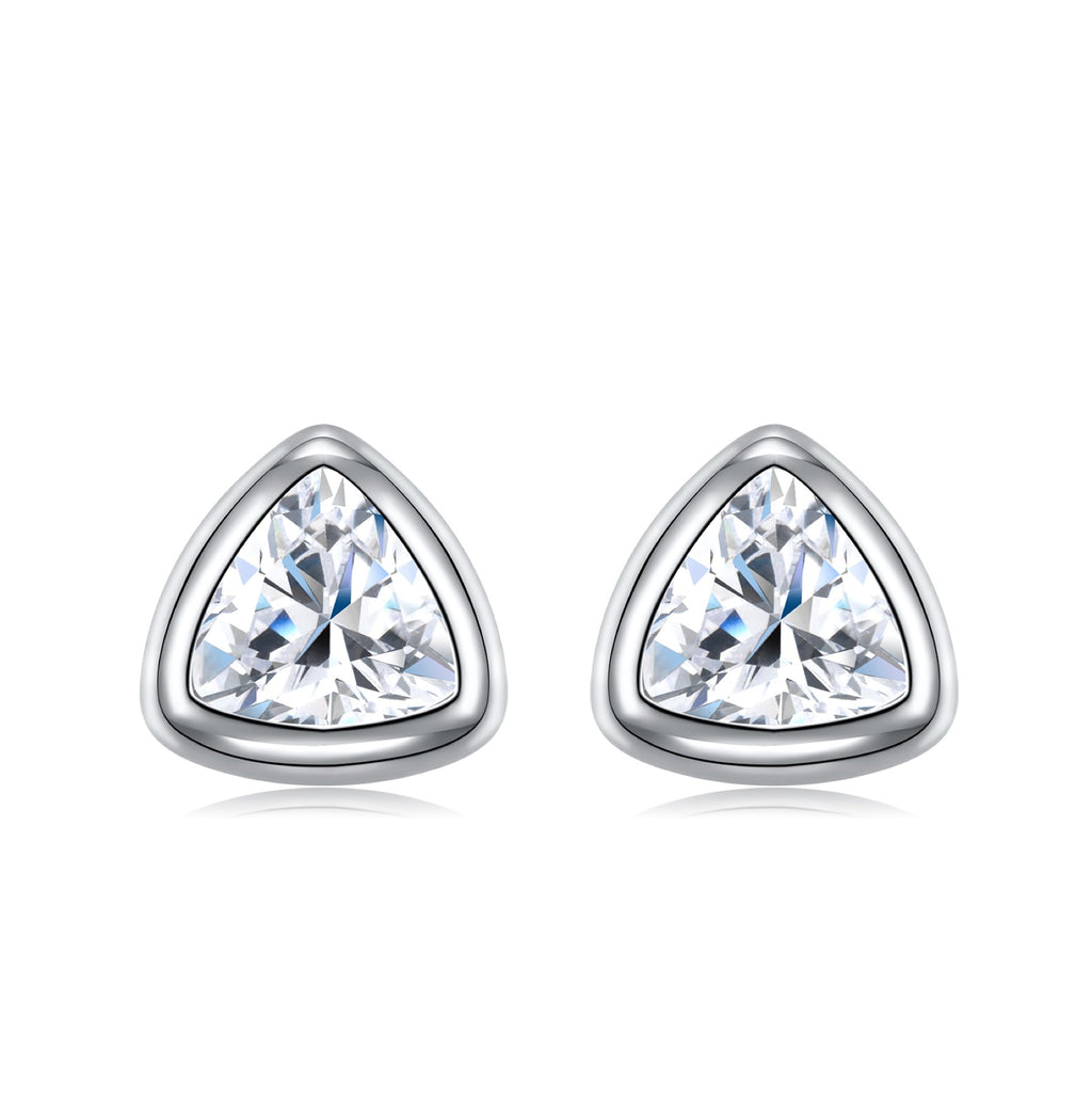 Triadi Moissanite Stud Earrings in Sterling Silver