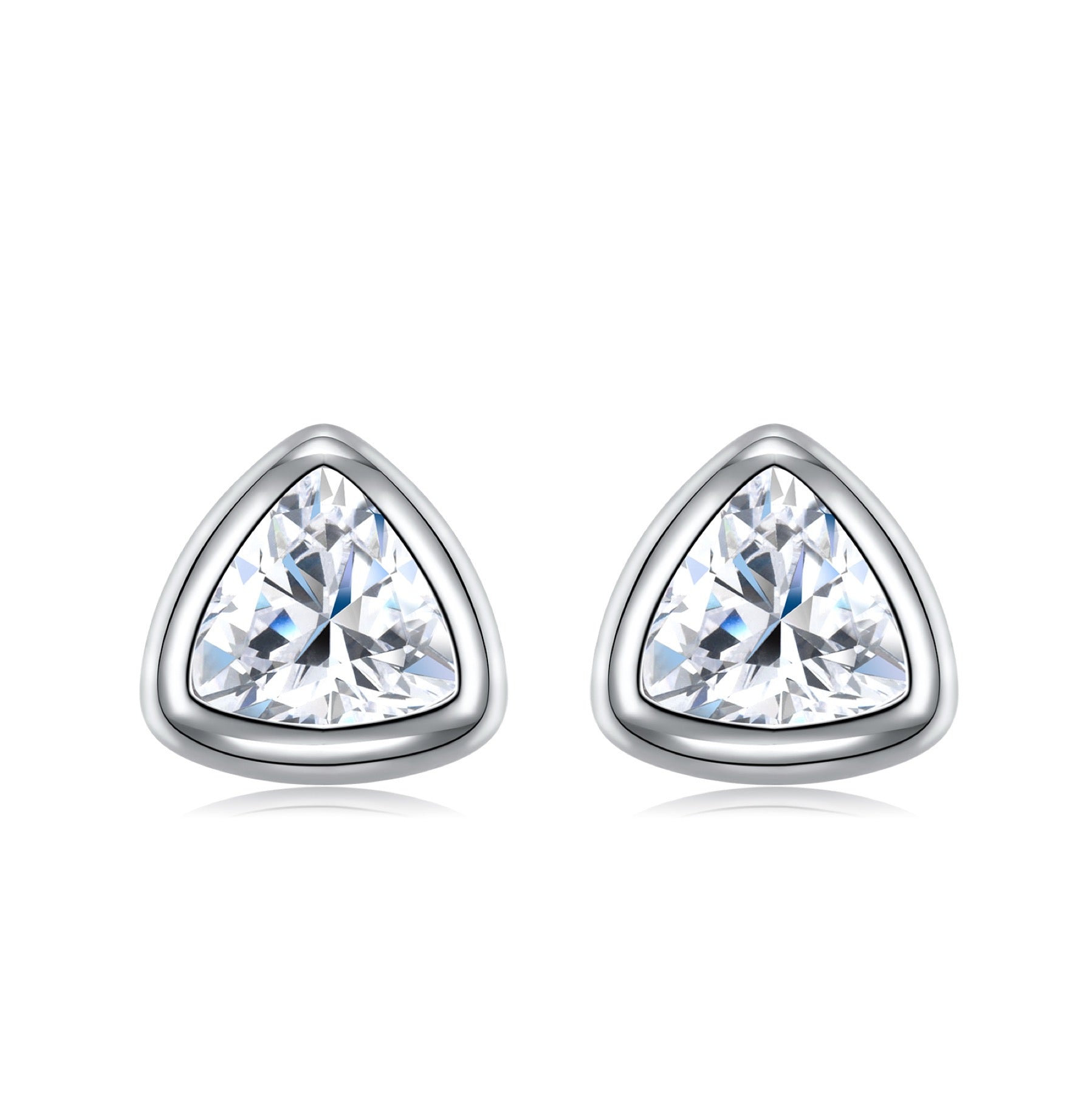 Triadi Moissanite Stud Earrings in Sterling Silver