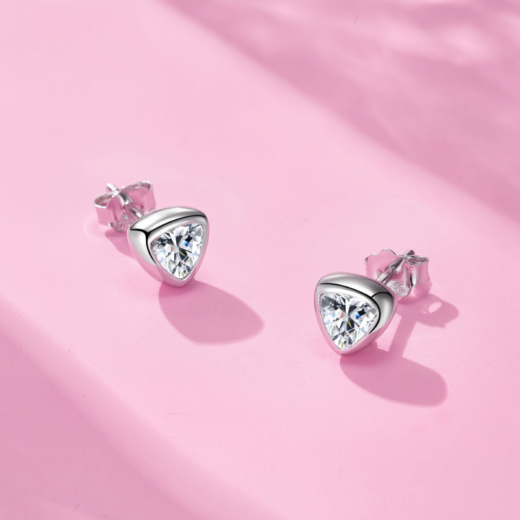 Triadi Moissanite Stud Earrings in Sterling Silver