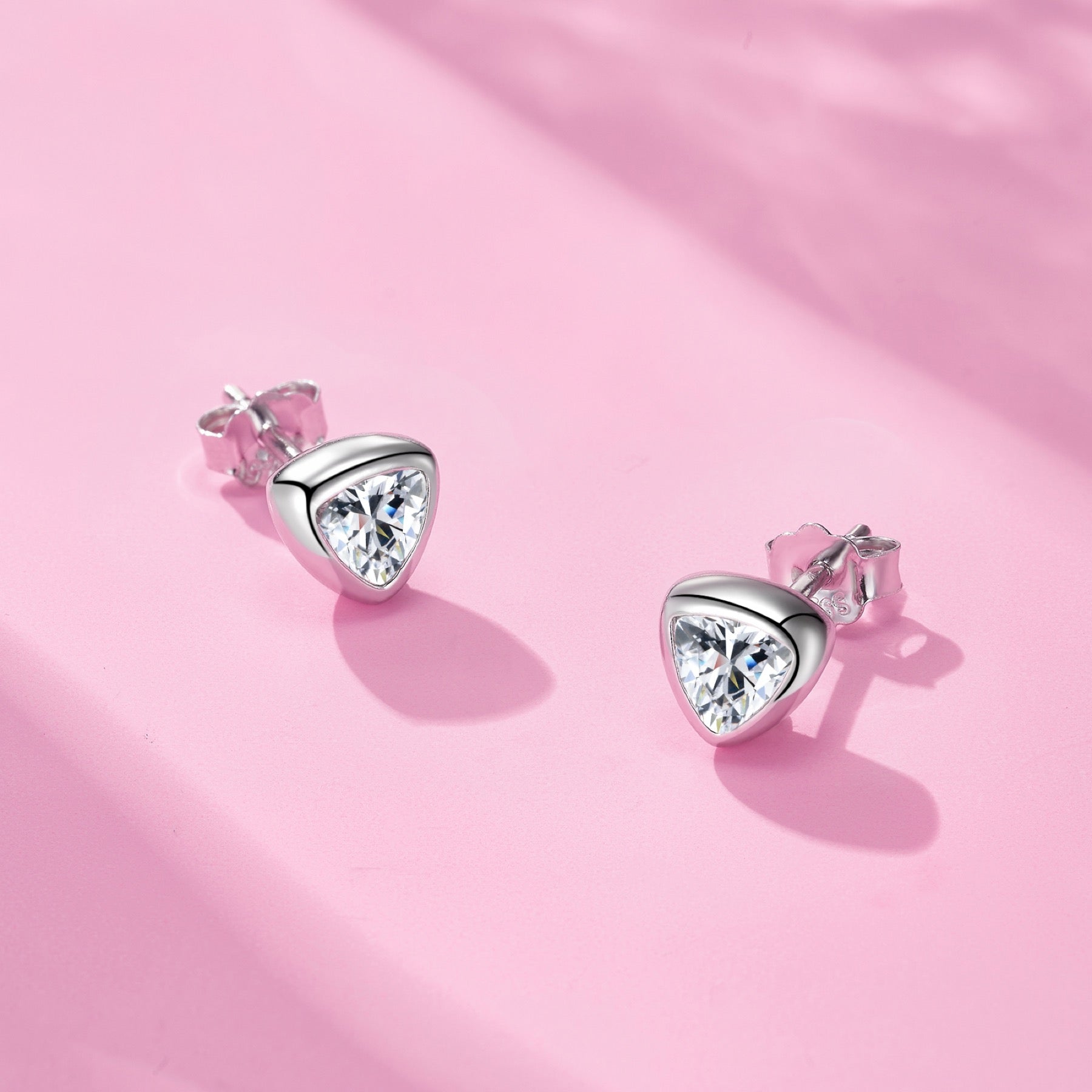 Triadi Moissanite Stud Earrings in Sterling Silver