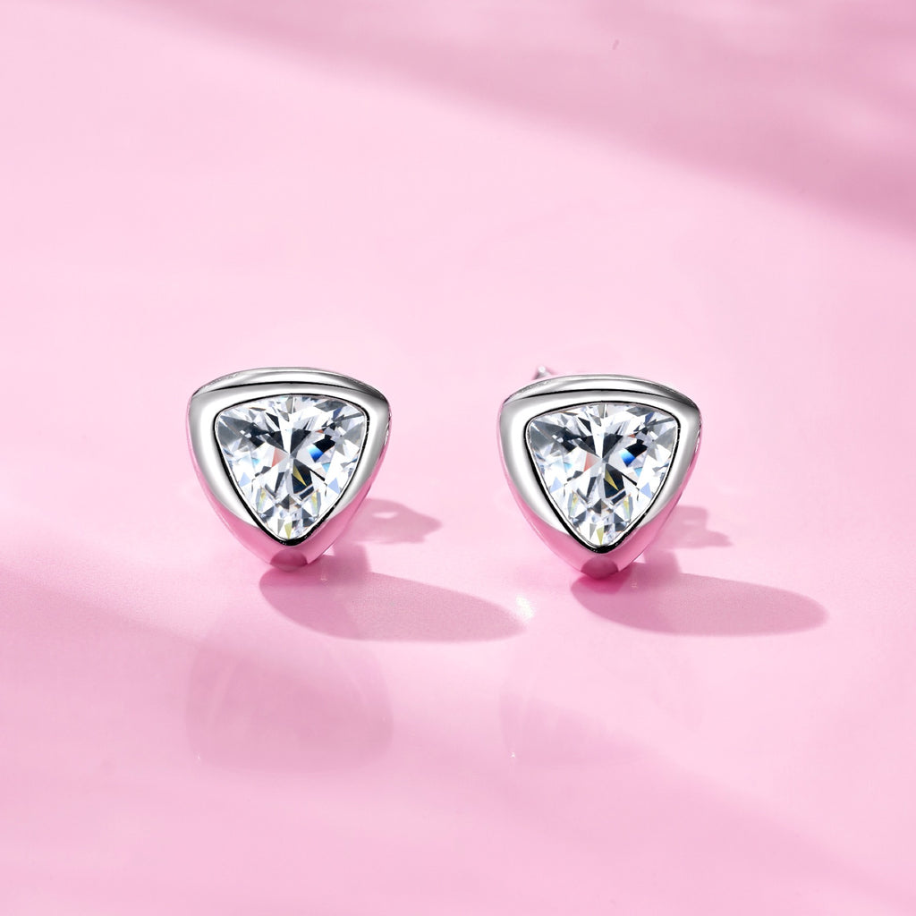 Triadi Moissanite Stud Earrings in Sterling Silver