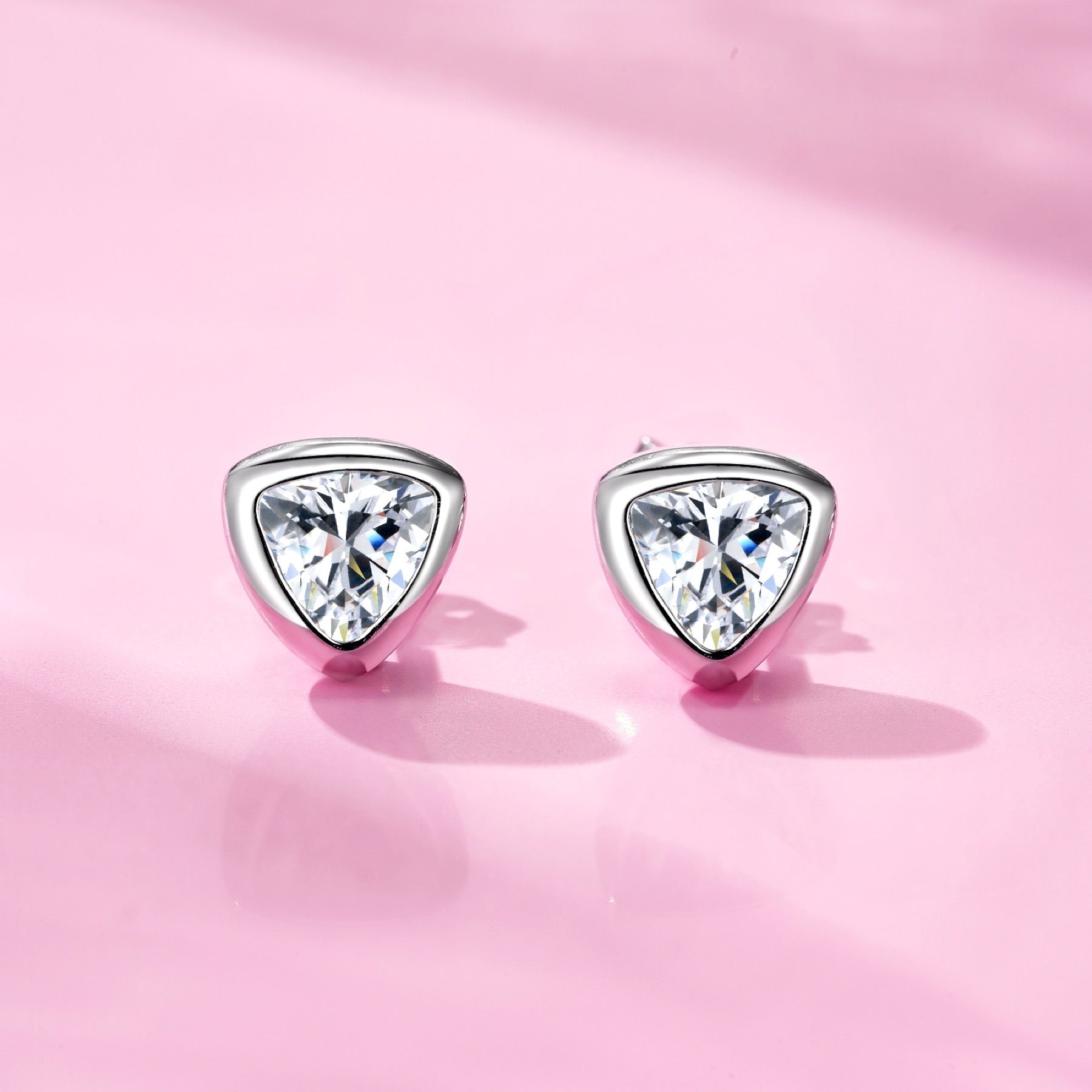 Triadi Moissanite Stud Earrings in Sterling Silver