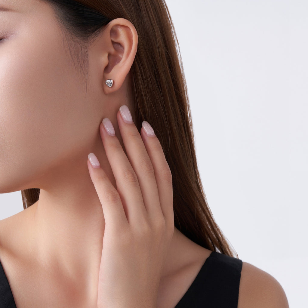 Triadi Moissanite Stud Earrings in Sterling Silver