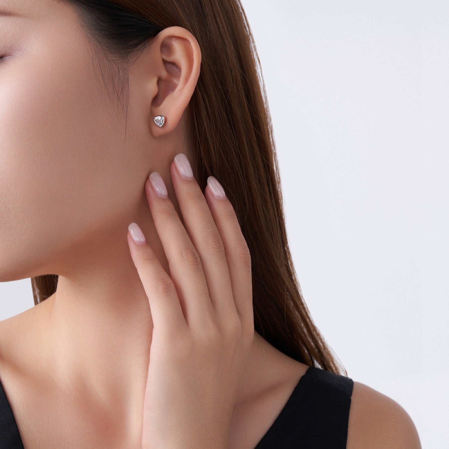Triadi Moissanite Stud Earrings in Sterling Silver