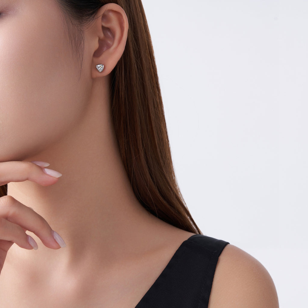Triadi Moissanite Stud Earrings in Sterling Silver