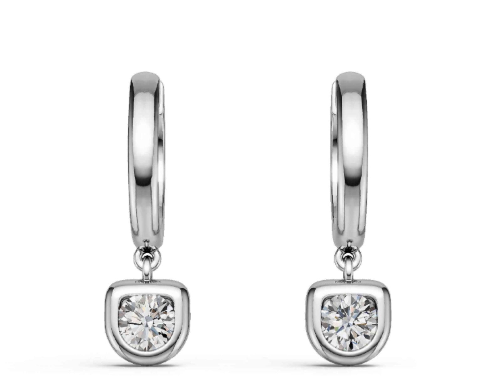 Sospeso Moissanite Drop Huggie Hoop Earrings in Sterling Silver