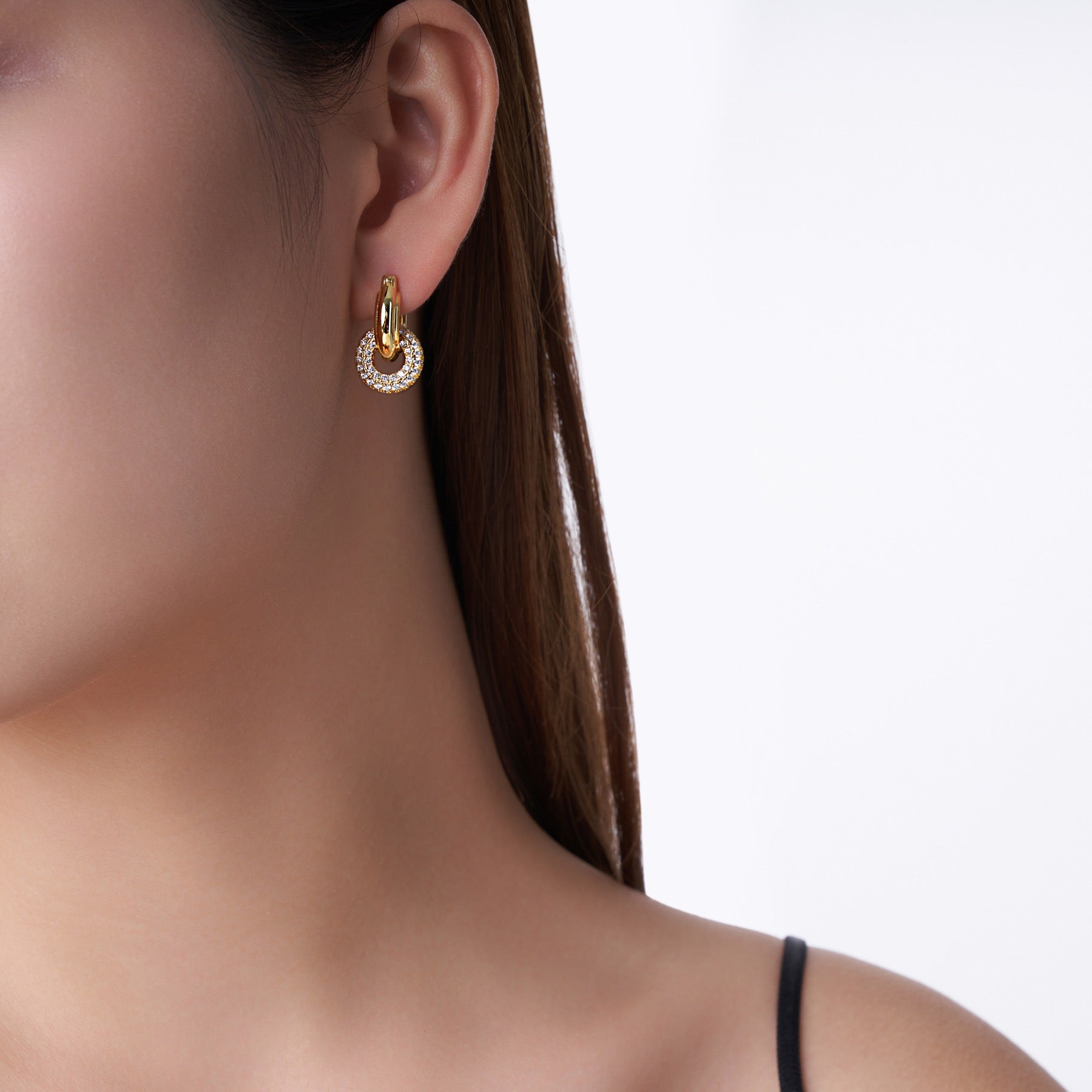 Anelli Moissanite Huggie Hoop Earrings in Sterling Silver