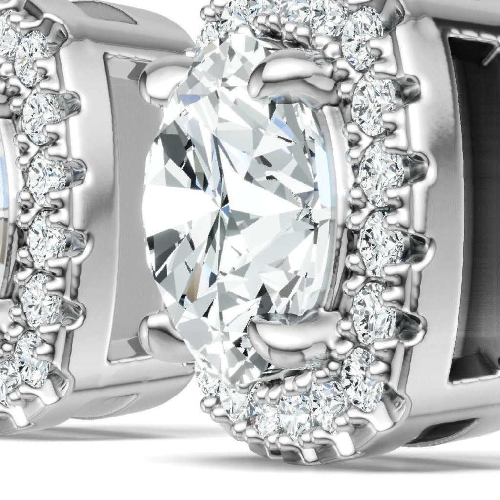 Duetta 3 Carat Moissanite Halo Stud Earrings in Sterling Silver — detail