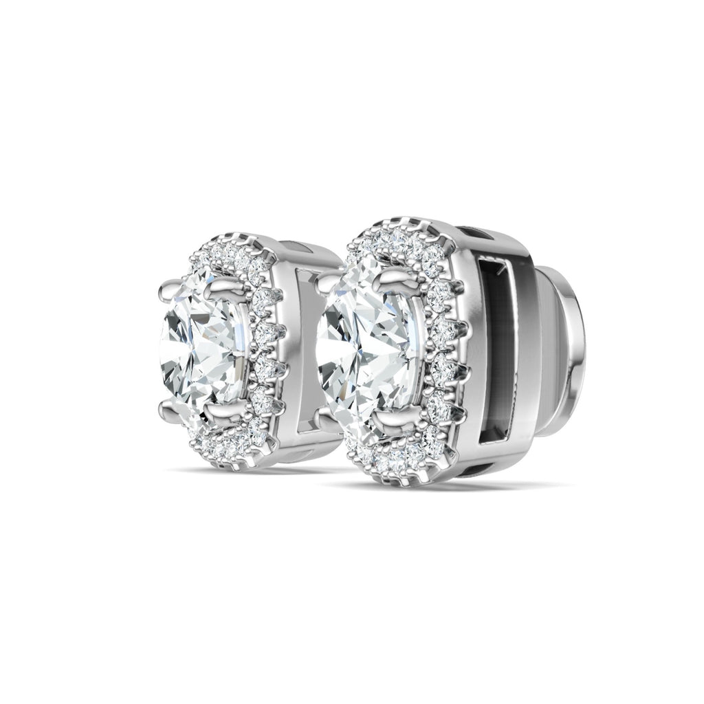 Duetta 3 Carat Moissanite Halo Stud Earrings in Sterling Silver