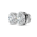 Grandiosa 3 Carat Moissanite Halo Stud Earrings in Sterling Silver