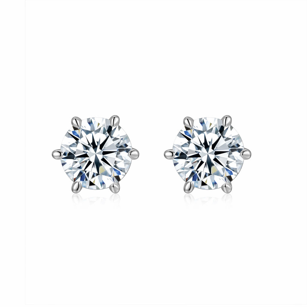 Cesto 3 Carat Moissanite Stud Earrings in Sterling Silver