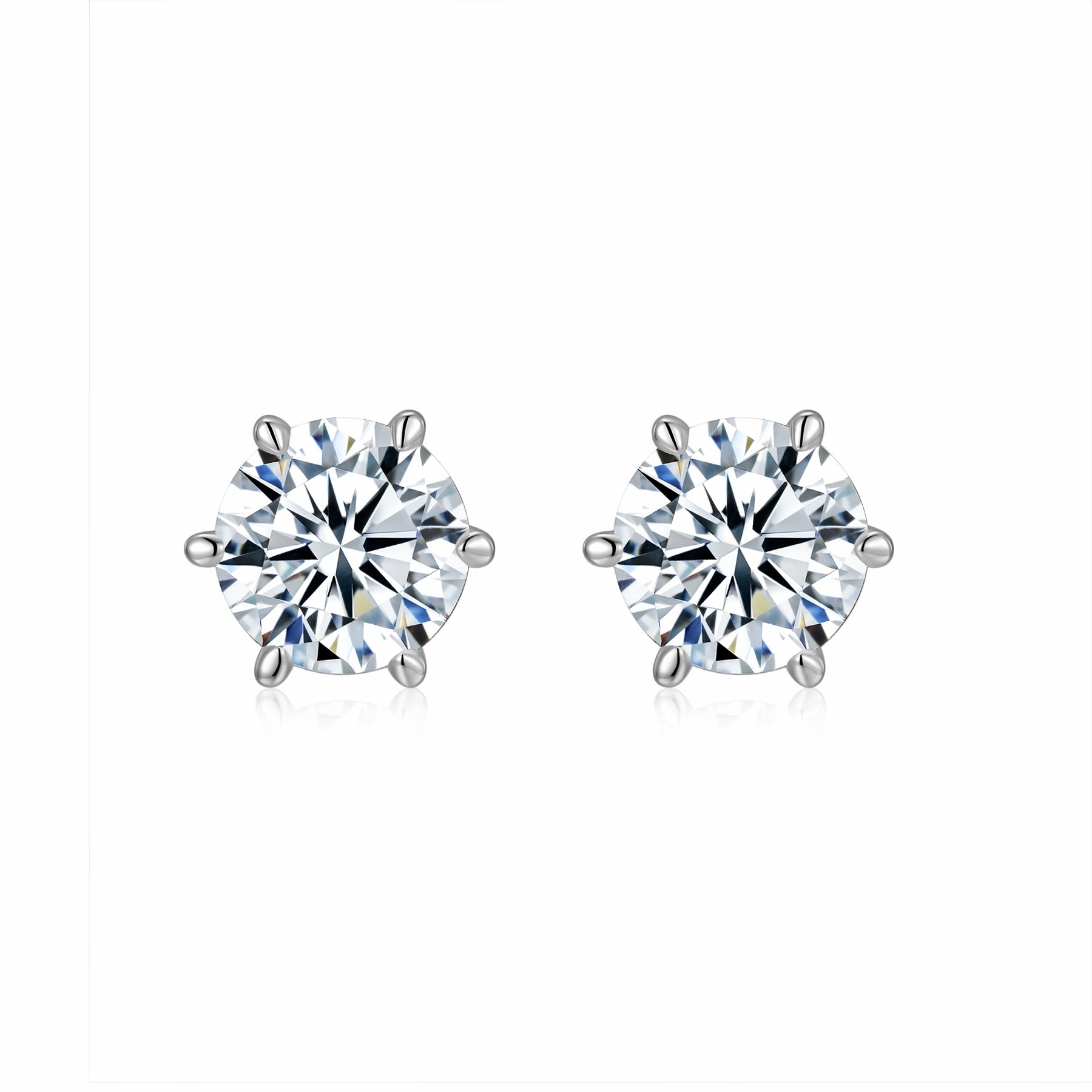 Cesto 3 Carat Moissanite Stud Earrings in Sterling Silver