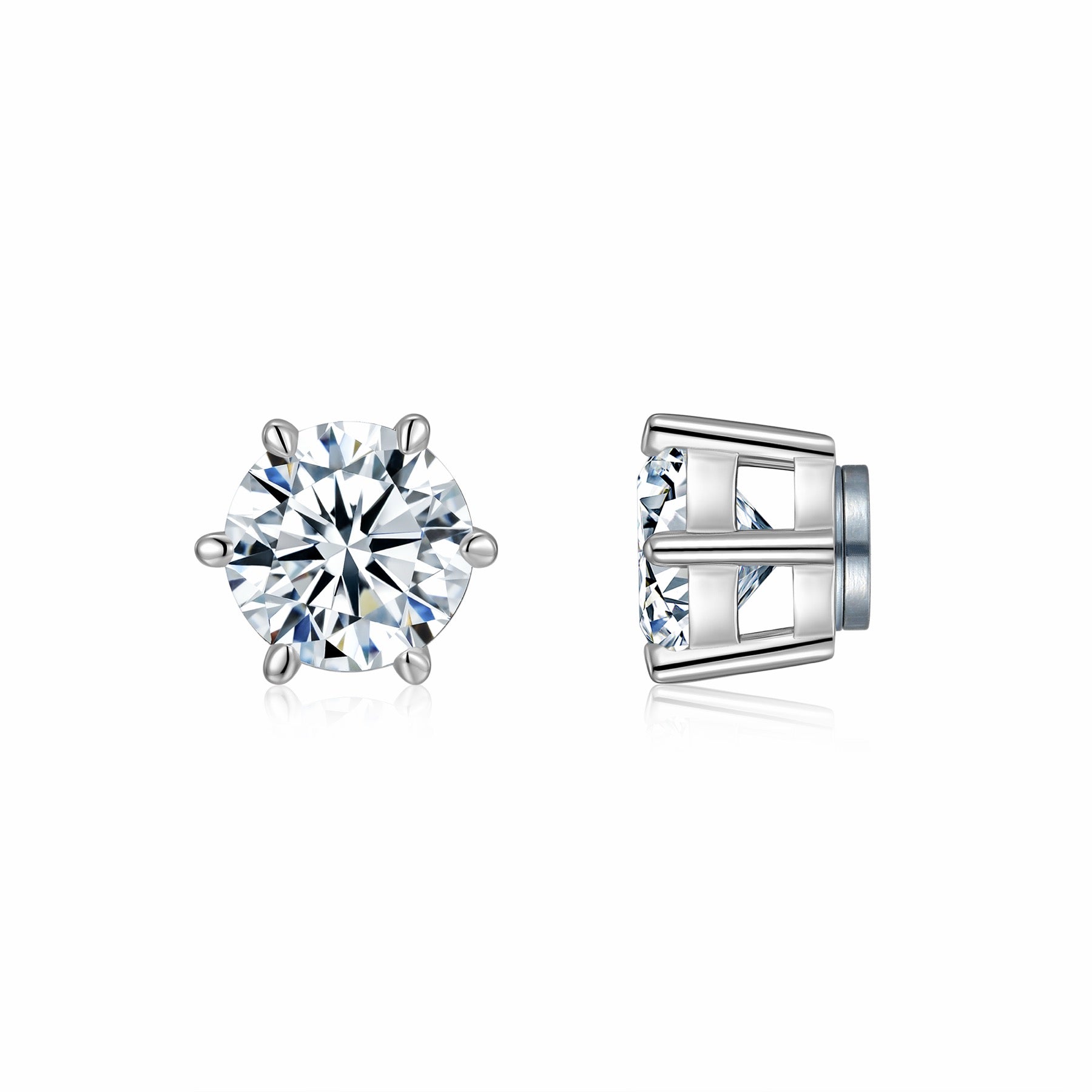 Cesto 3 Carat Moissanite Stud Earrings in Sterling Silver