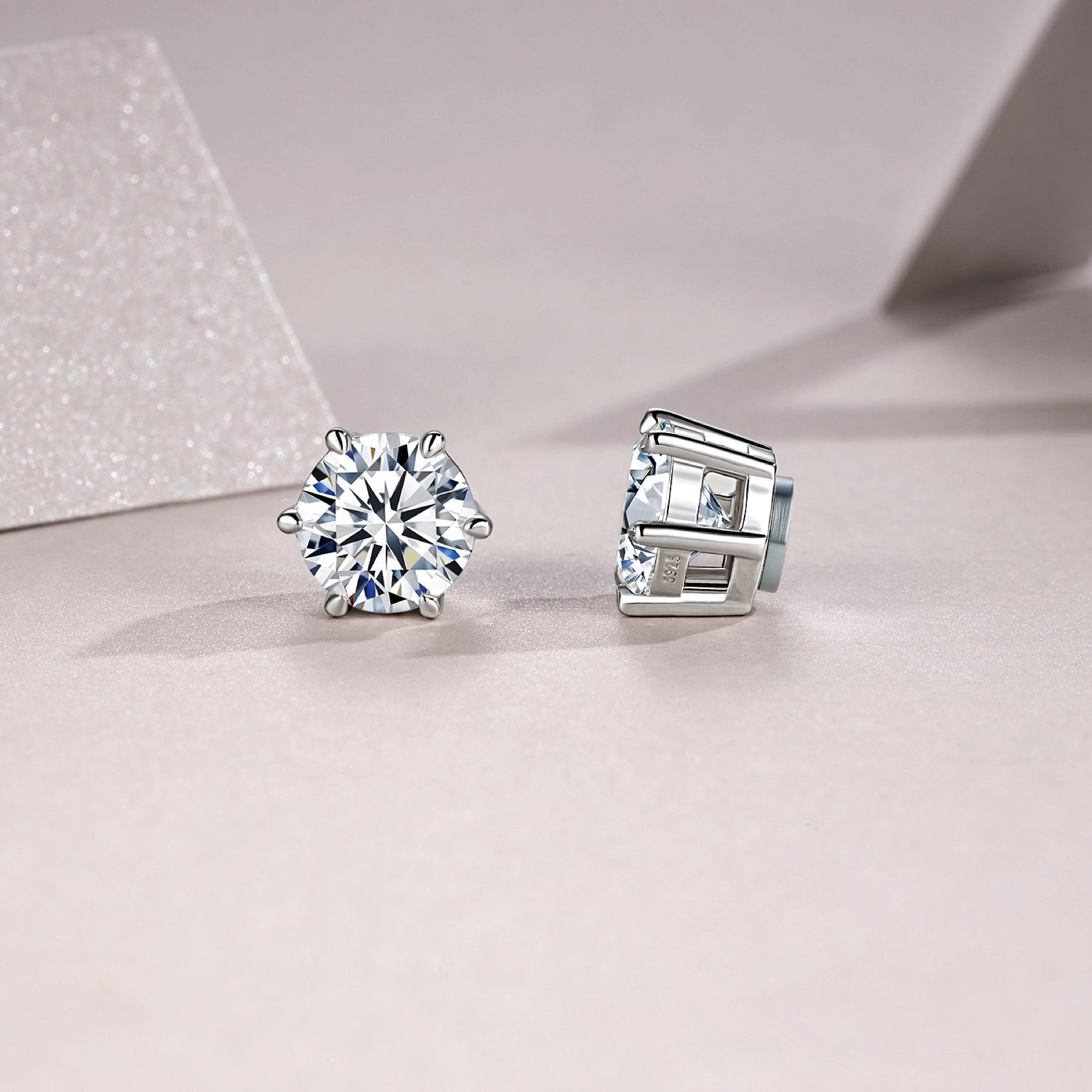 Cesto 3 Carat Moissanite Stud Earrings in Sterling Silver