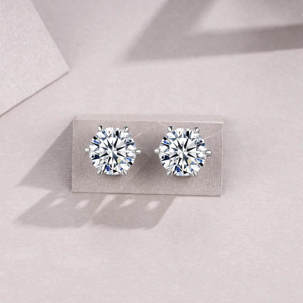 Cesto 3 Carat Moissanite Stud Earrings in Sterling Silver