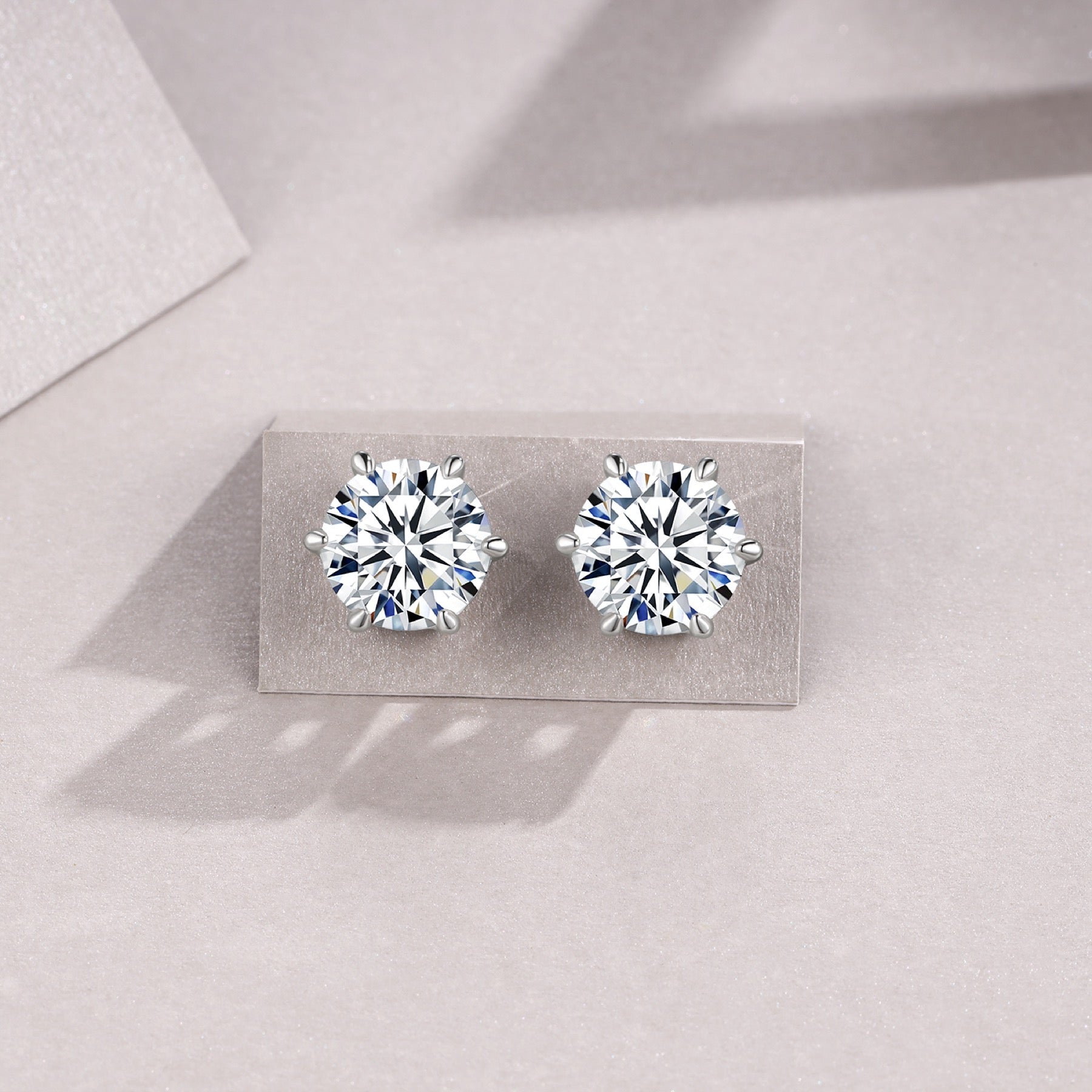 Cesto 3 Carat Moissanite Stud Earrings in Sterling Silver