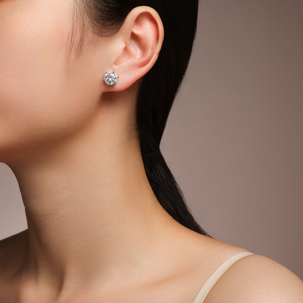Cesto 3 Carat Moissanite Stud Earrings in Sterling Silver