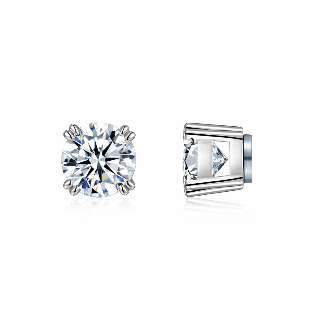 Martini 3 Carat Moissanite Stud Earrings in Sterling Silver