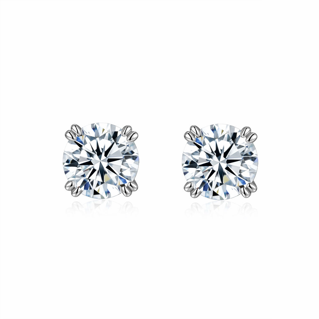 Martini 3 Carat Moissanite Stud Earrings in Sterling Silver