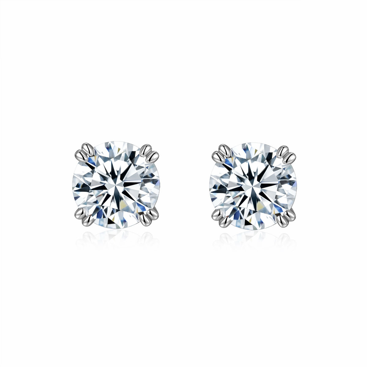 Martini 3 Carat Moissanite Stud Earrings in Sterling Silver