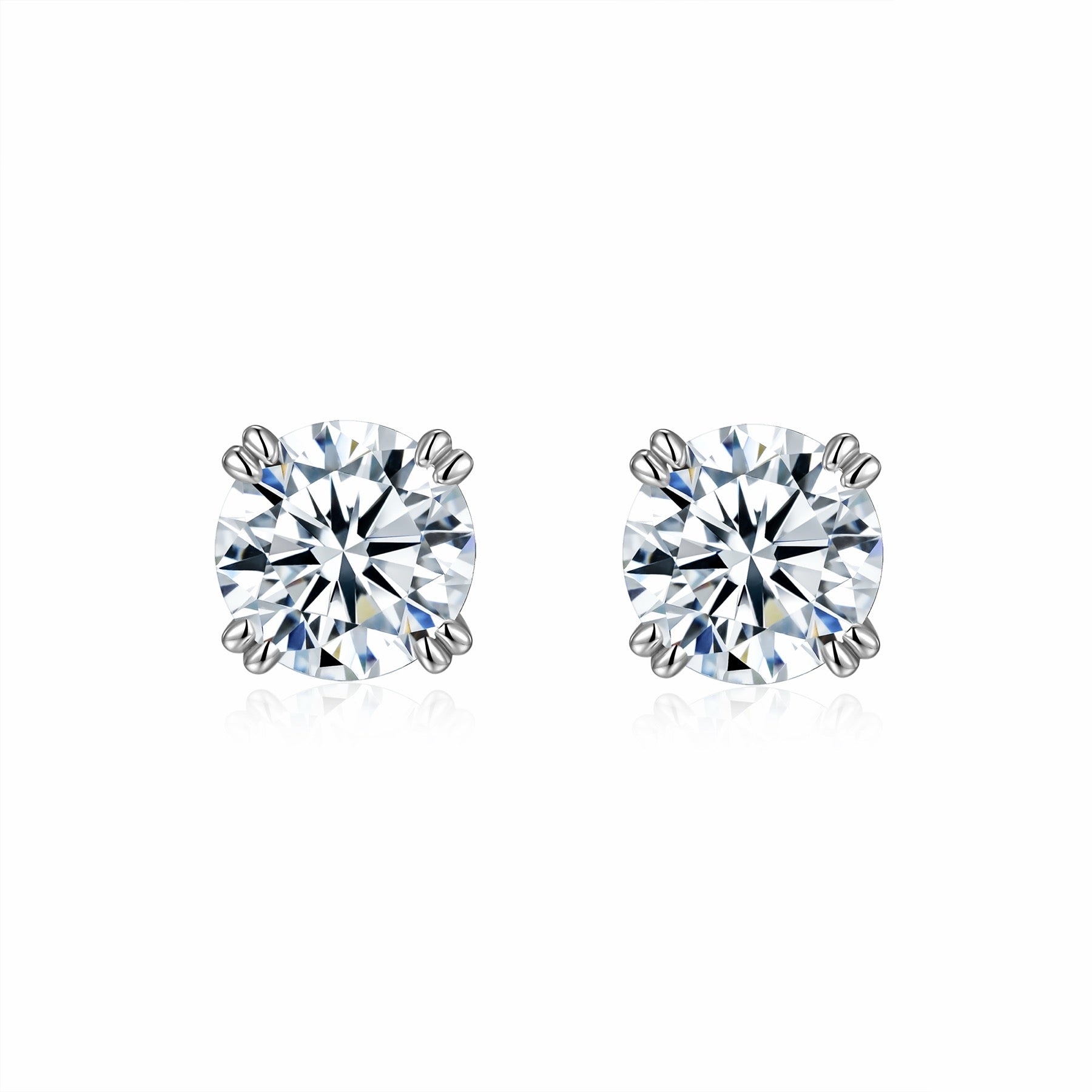 Martini 3 Carat Moissanite Stud Earrings in Sterling Silver