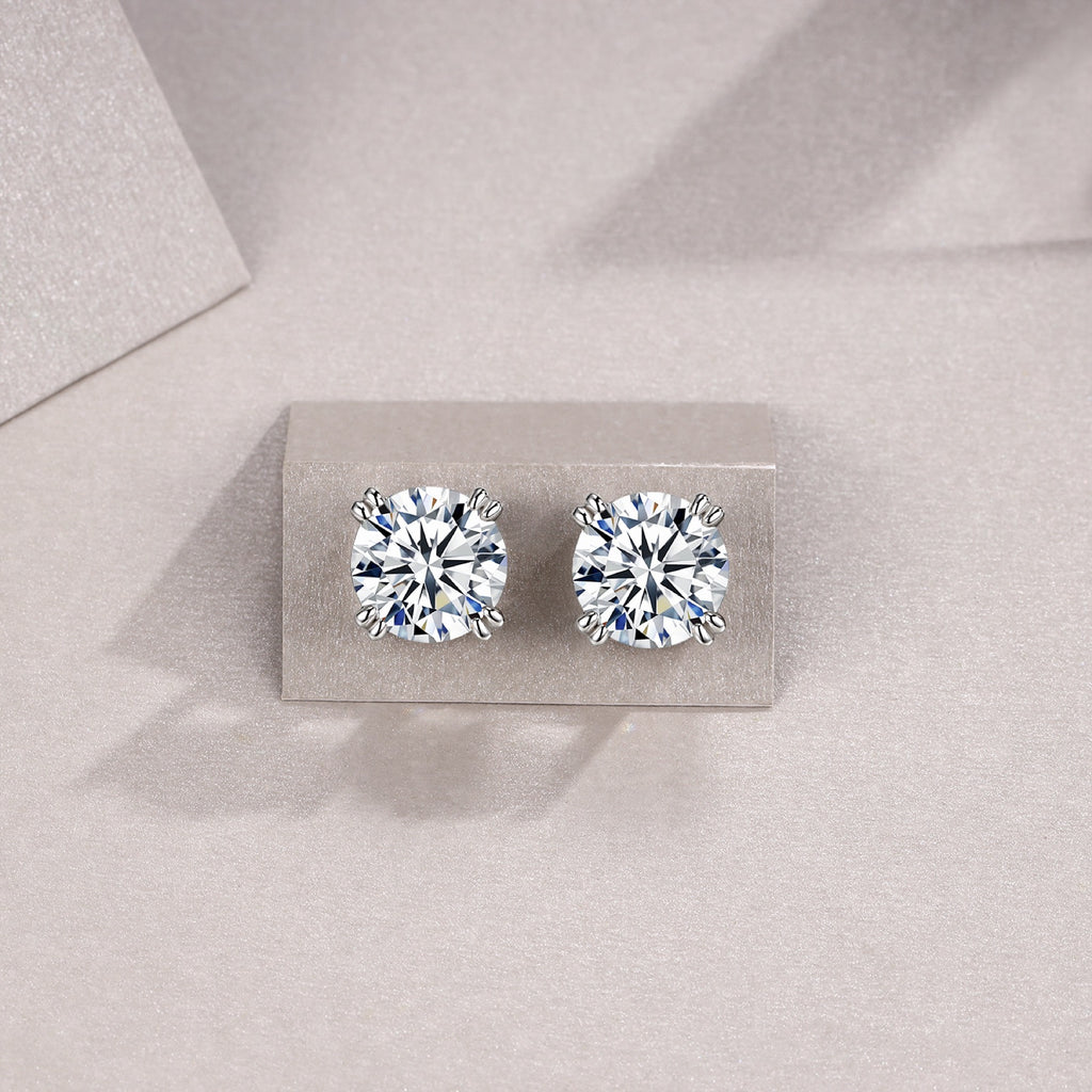Martini 3 Carat Moissanite Stud Earrings in Sterling Silver