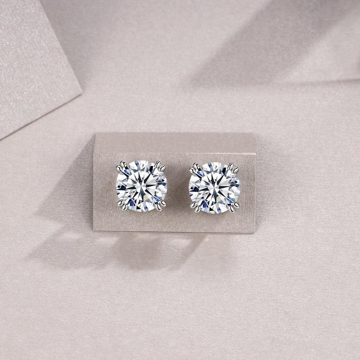 Martini 3 Carat Moissanite Stud Earrings in Sterling Silver