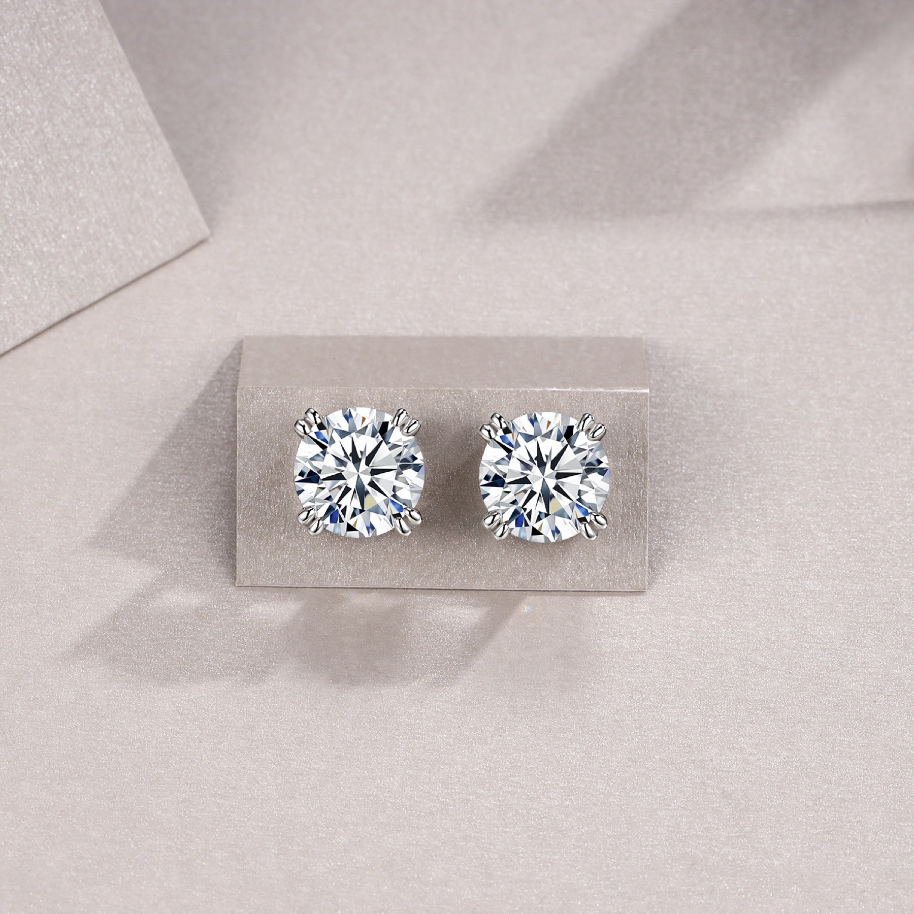 Martini 3 Carat Moissanite Stud Earrings in Sterling Silver