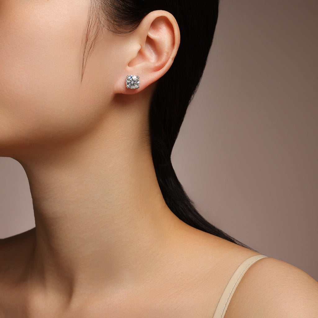 Martini 3 Carat Moissanite Stud Earrings in Sterling Silver