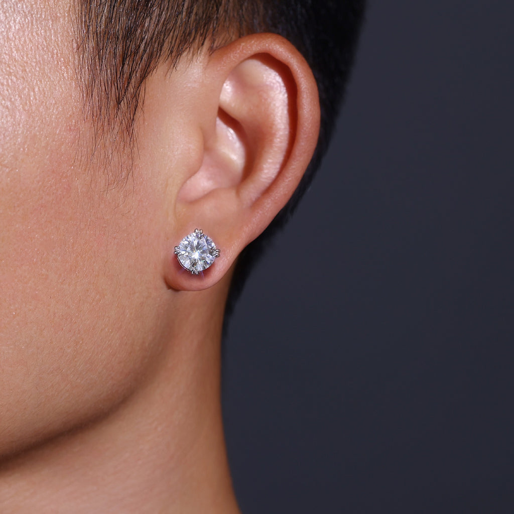 Martini 3 Carat Moissanite Stud Earrings in Sterling Silver