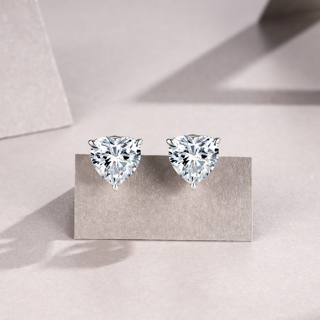 Doppio Moissanite Stud Earrings in Sterling Silver