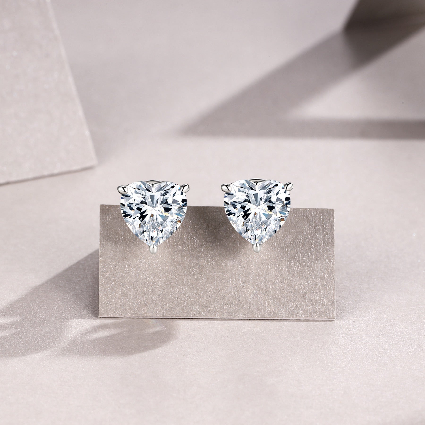 Doppio Moissanite Stud Earrings in Sterling Silver