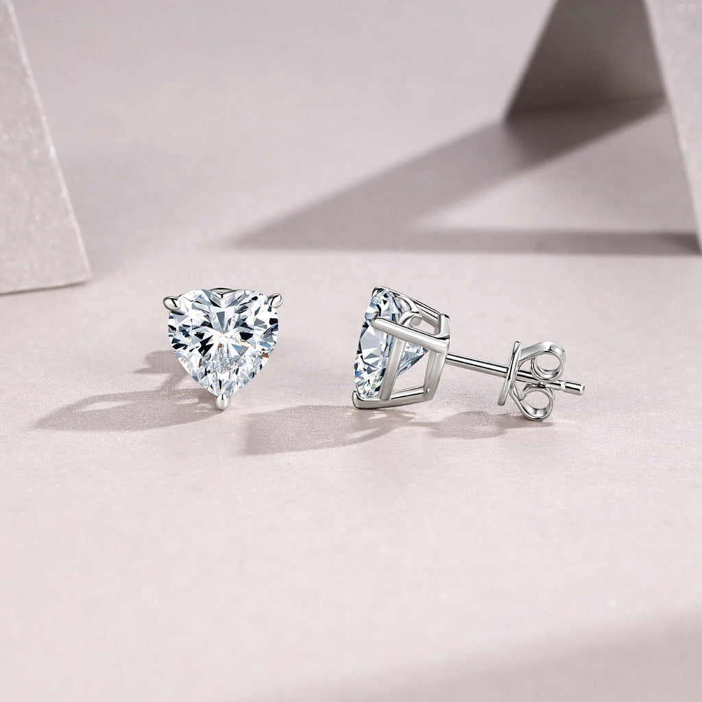 Doppio Moissanite Stud Earrings in Sterling Silver