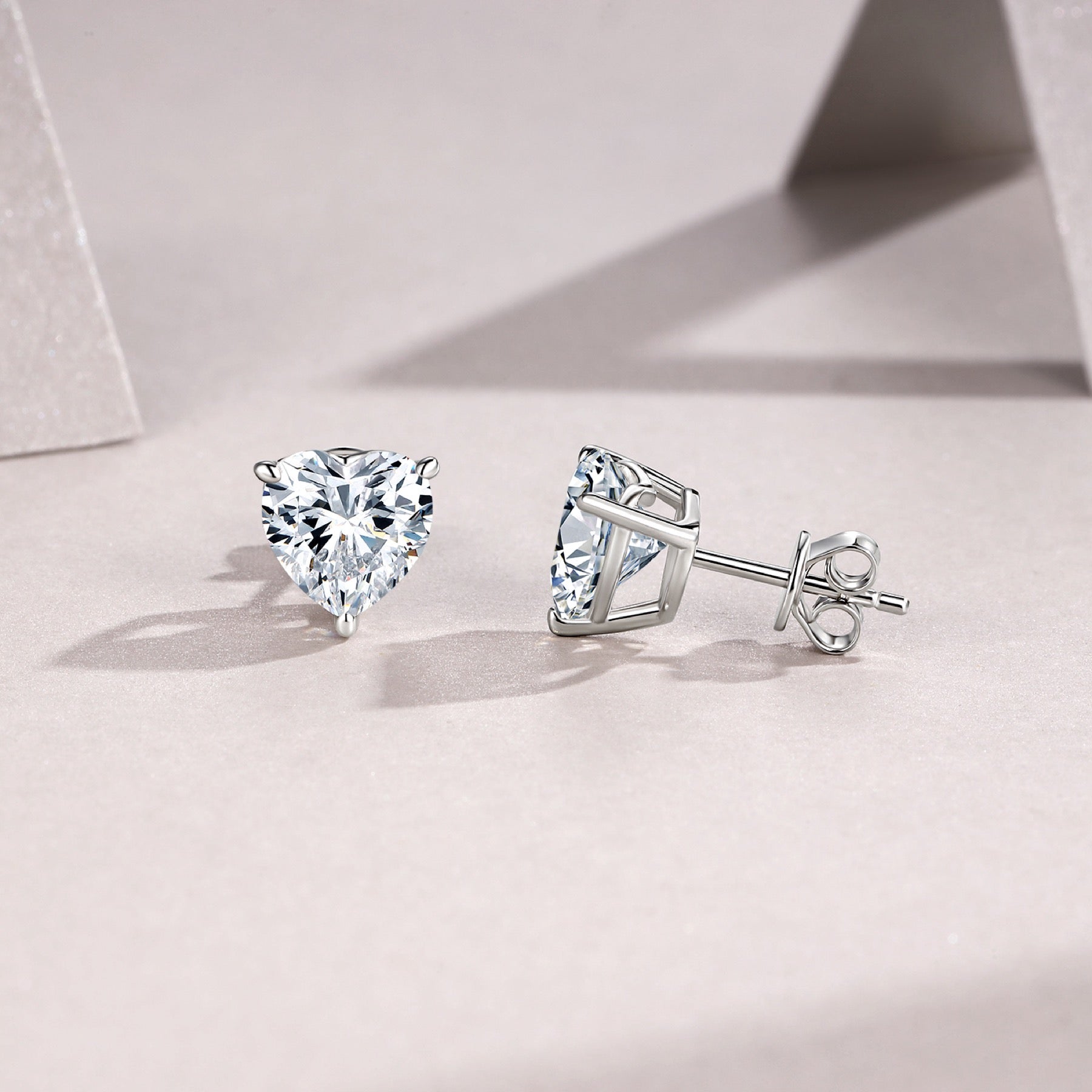Doppio Moissanite Stud Earrings in Sterling Silver