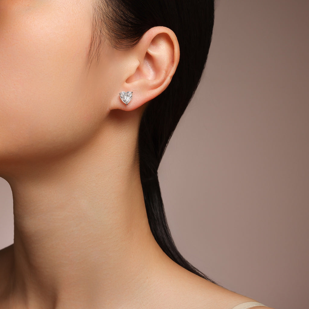 Doppio Moissanite Stud Earrings in Sterling Silver