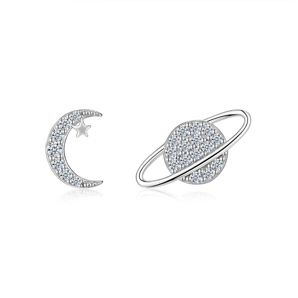 Pianeta Moissanite Stud Earrings in Sterling Silver