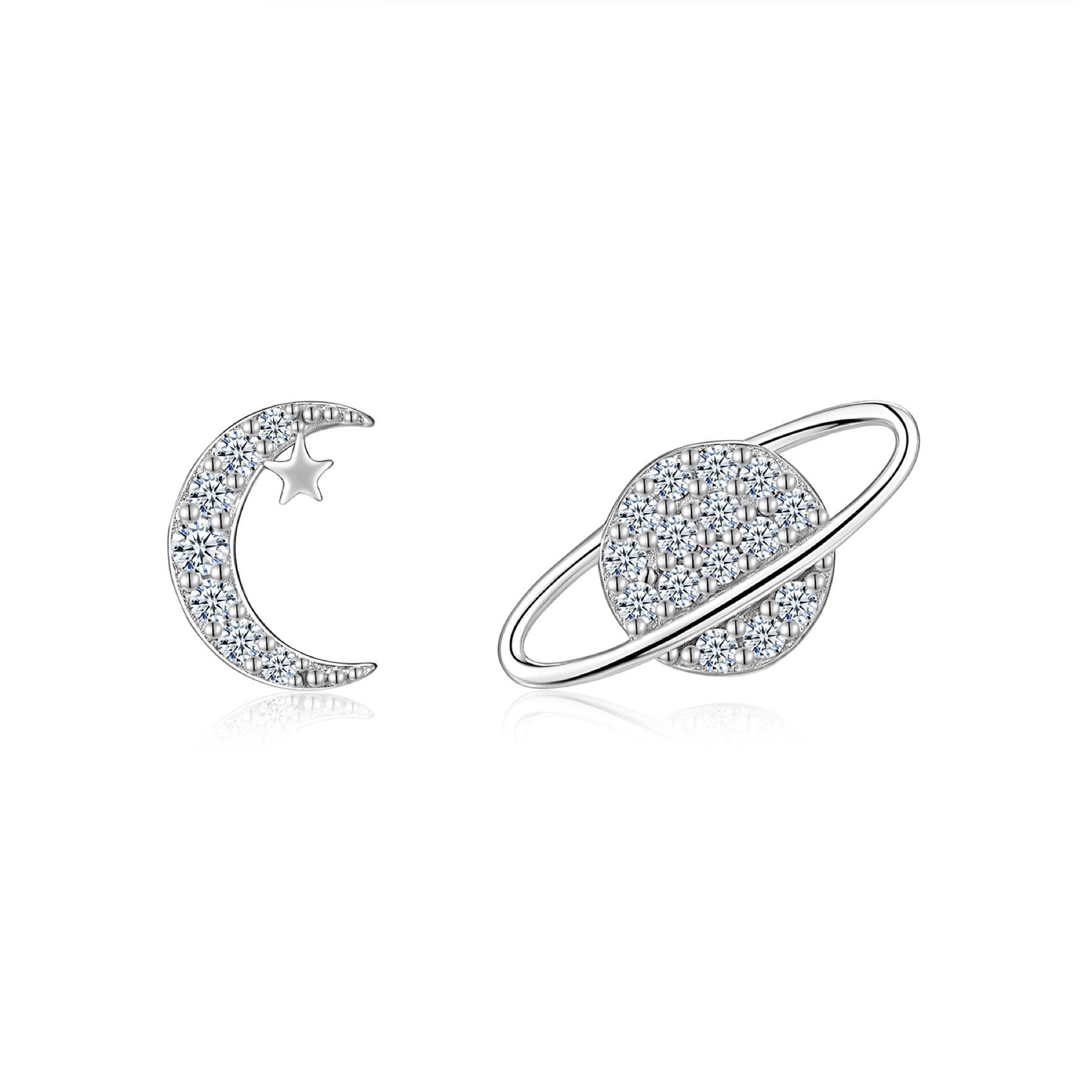 Pianeta Moissanite Stud Earrings in Sterling Silver