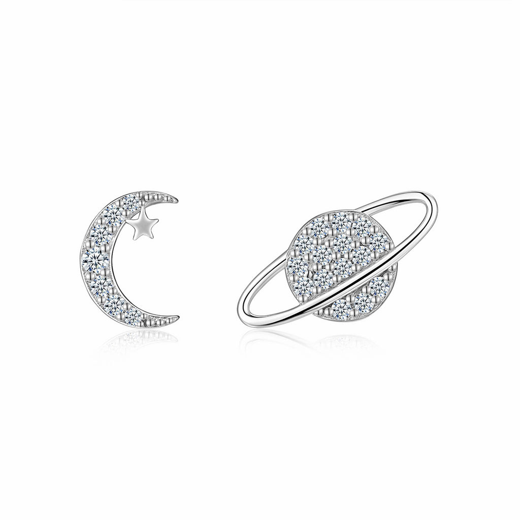 Pianeta Moissanite Stud Earrings in Sterling Silver