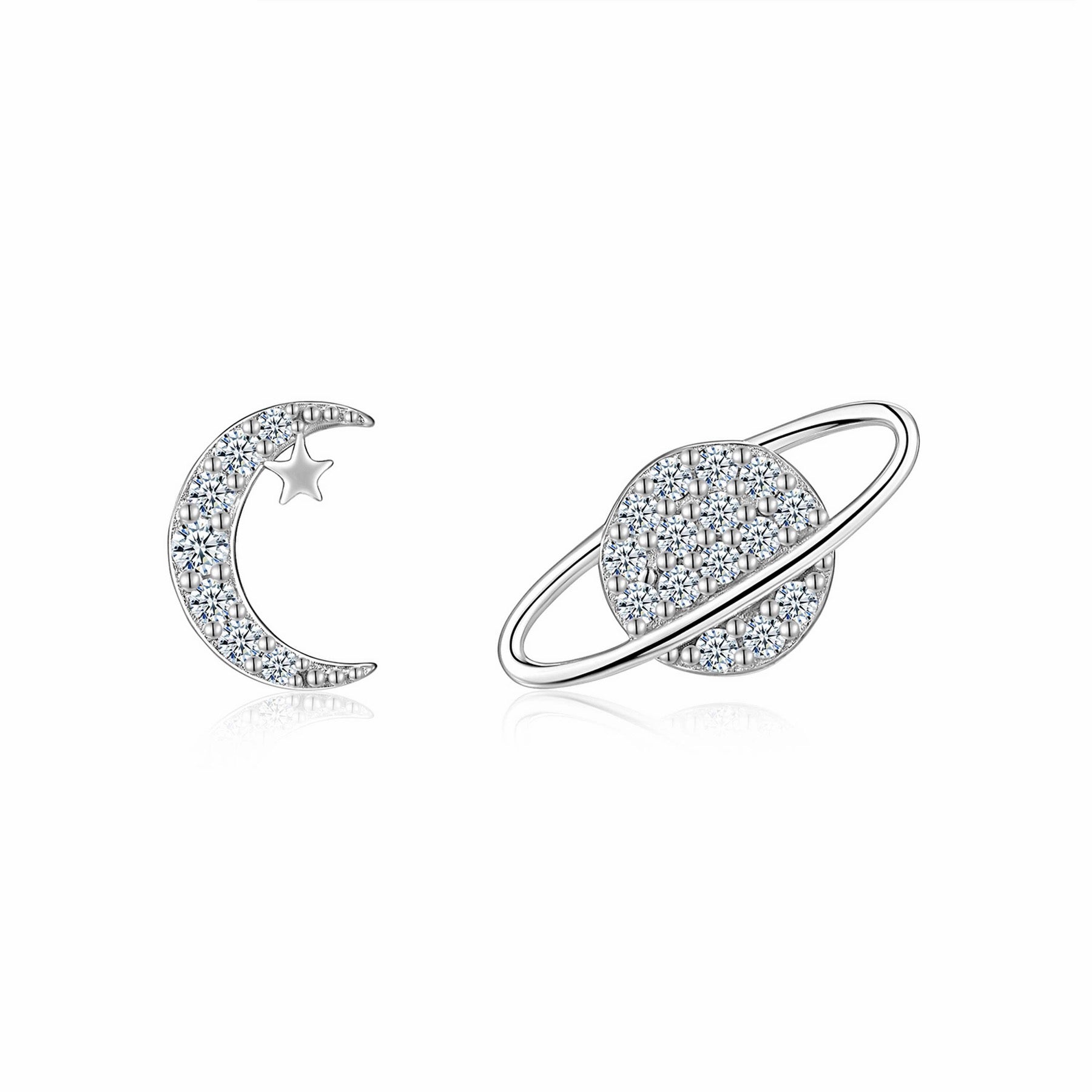 Pianeta Moissanite Stud Earrings in Sterling Silver