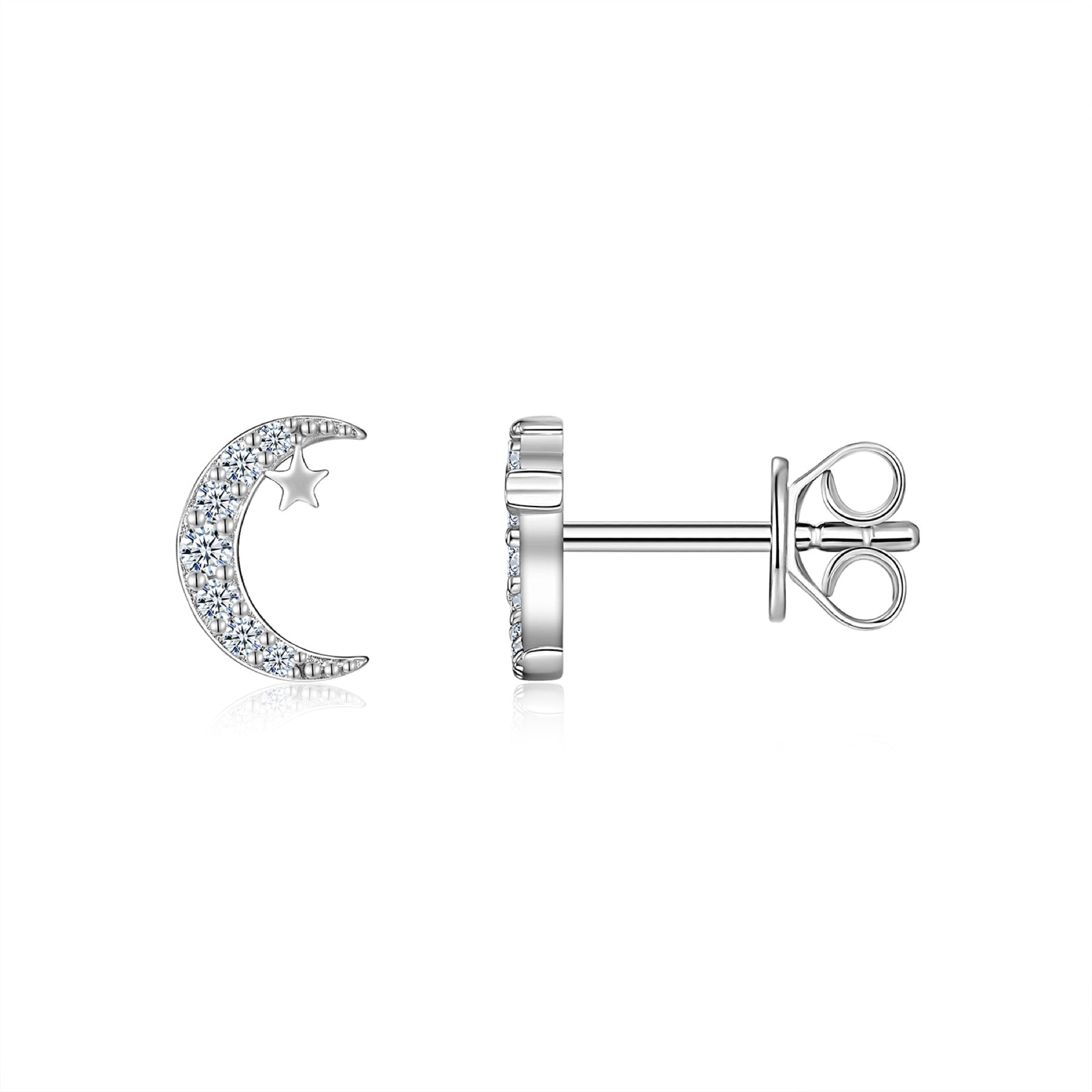 Pianeta Moissanite Stud Earrings in Sterling Silver