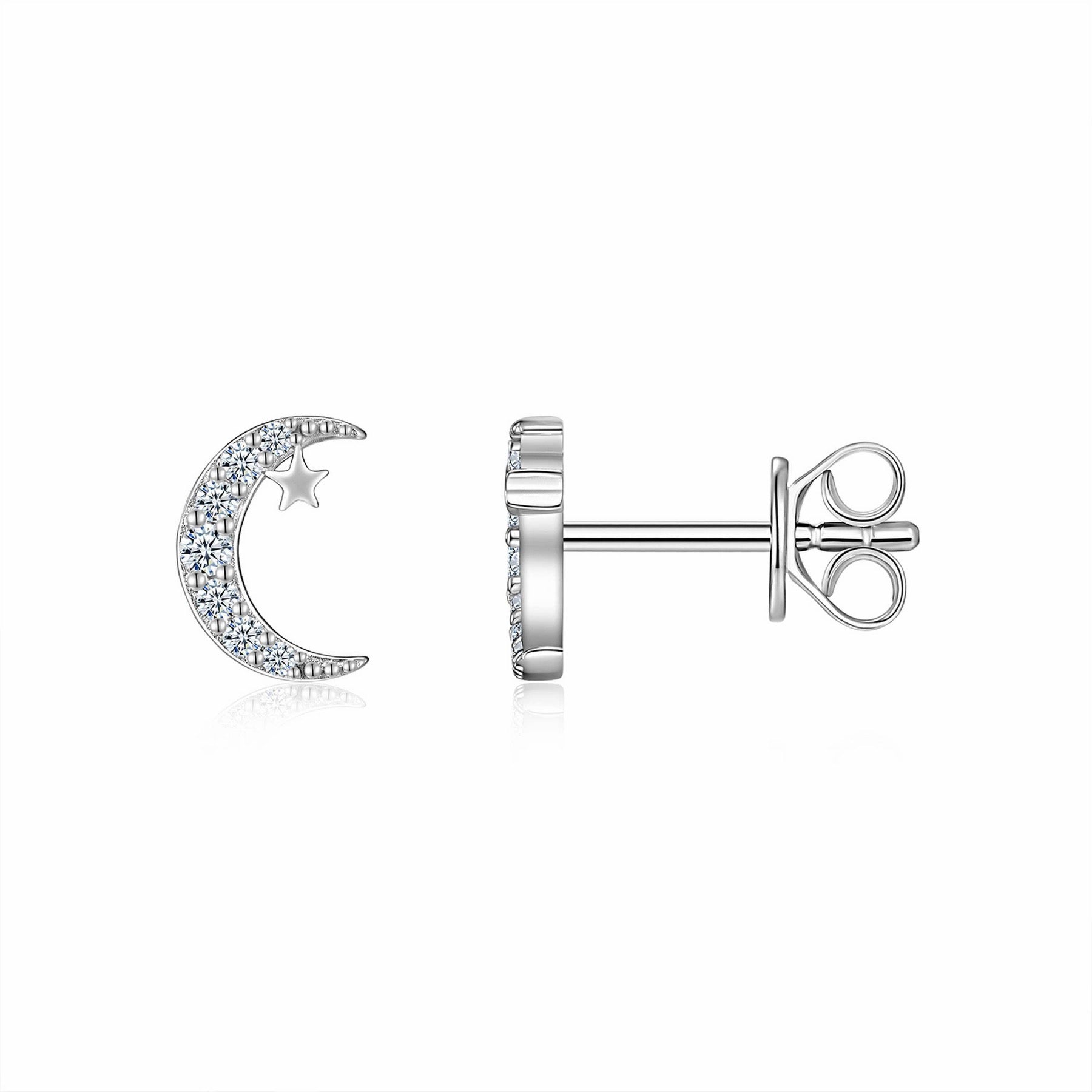 Pianeta Moissanite Stud Earrings in Sterling Silver