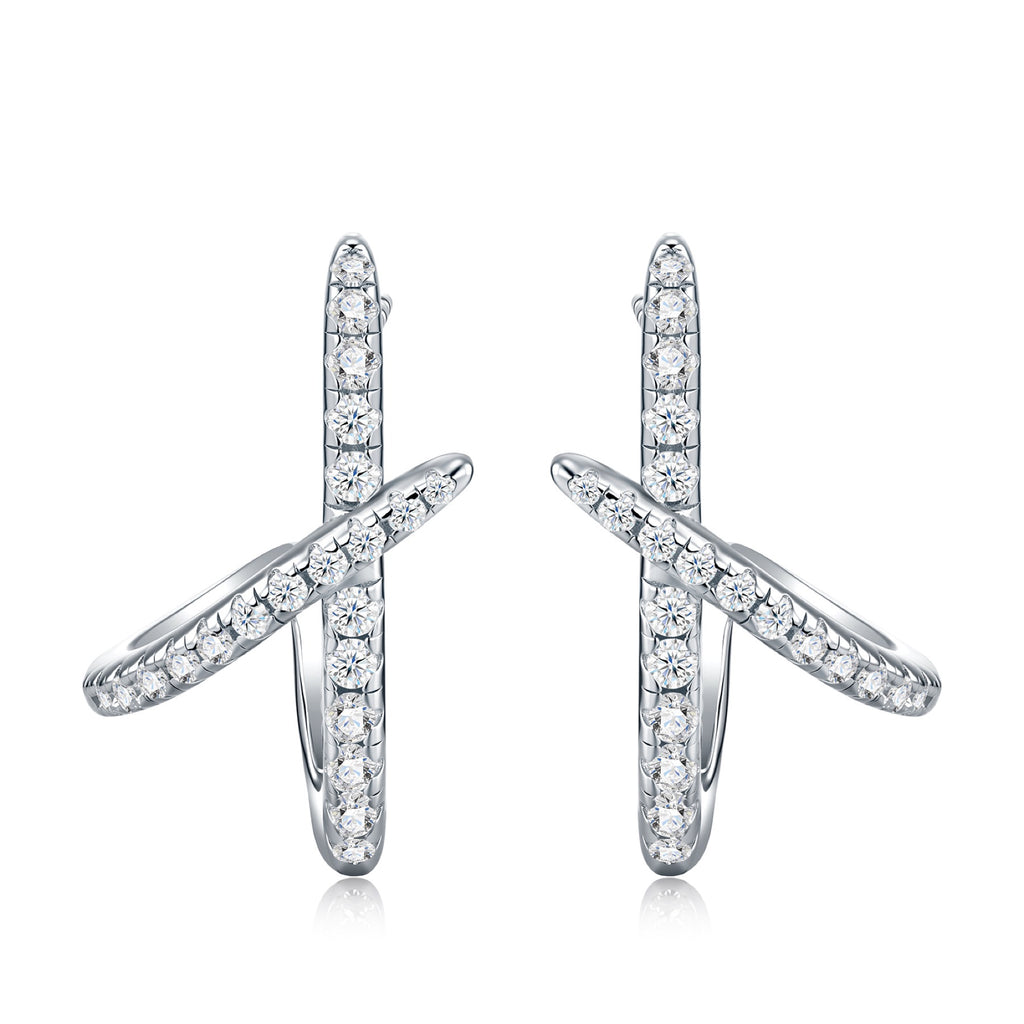 Chiasmo Moissanite Ear Cuff Earrings in Sterling Silver