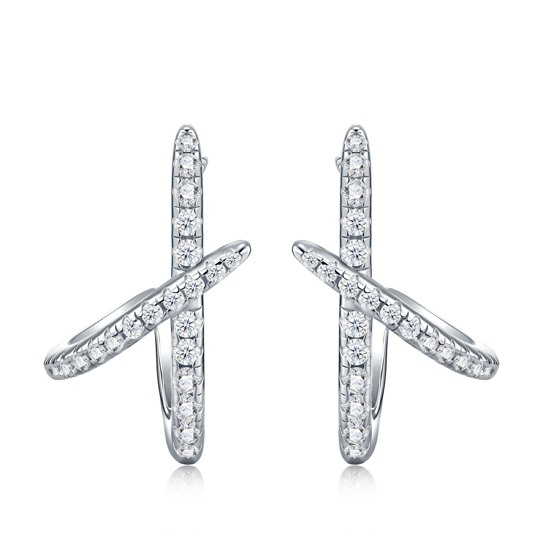 Chiasmo Moissanite Ear Cuff Earrings in Sterling Silver