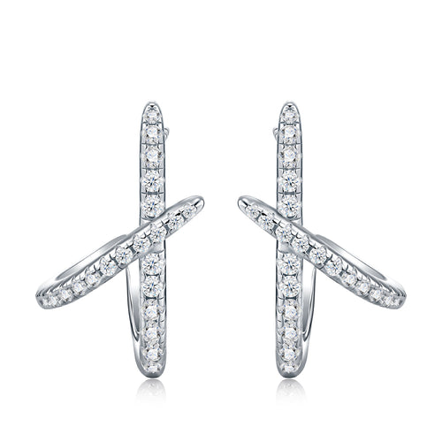 Chiasmo Moissanite Ear Cuff Earrings in Sterling Silver