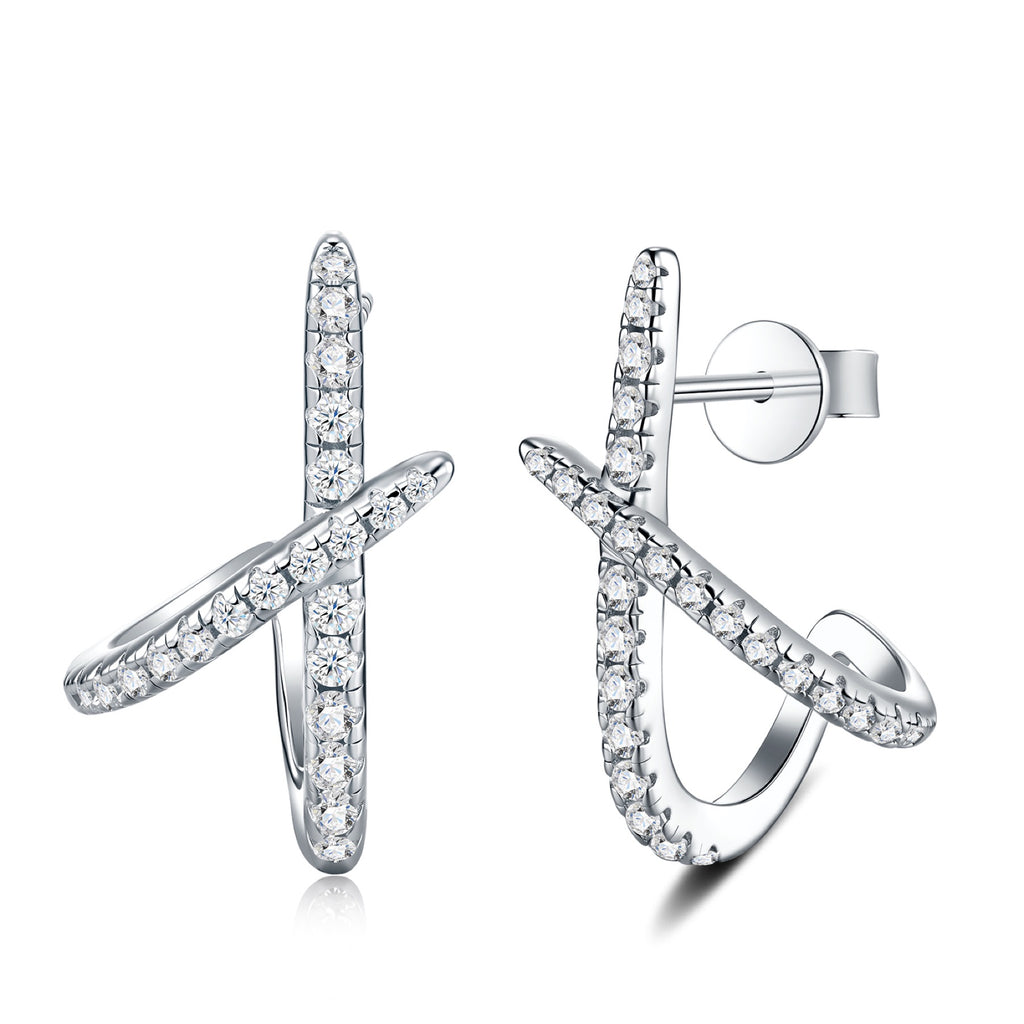 Chiasmo Moissanite Ear Cuff Earrings in Sterling Silver